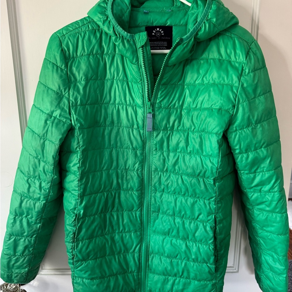 Primary Vibrant Green Kids Puffer Coat